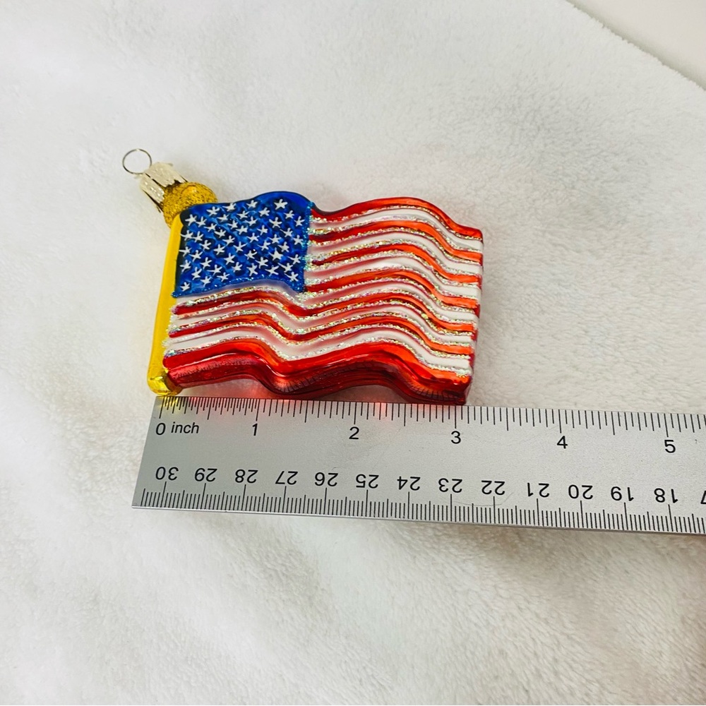 Old World Christmas Flag Star Spangled Banner Glass Ornament July 4th READ - Picture 9 of 13